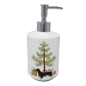 Carolines Treasures  7 x 3.5 in. Unisex Dachshund Christmas Tree Ceramic Soap Dispenser