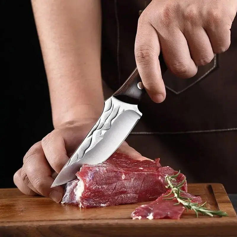 Professional cutting knife with sheath, kitchen chef knife, barbecue knife, multi-functional kitchen tool.