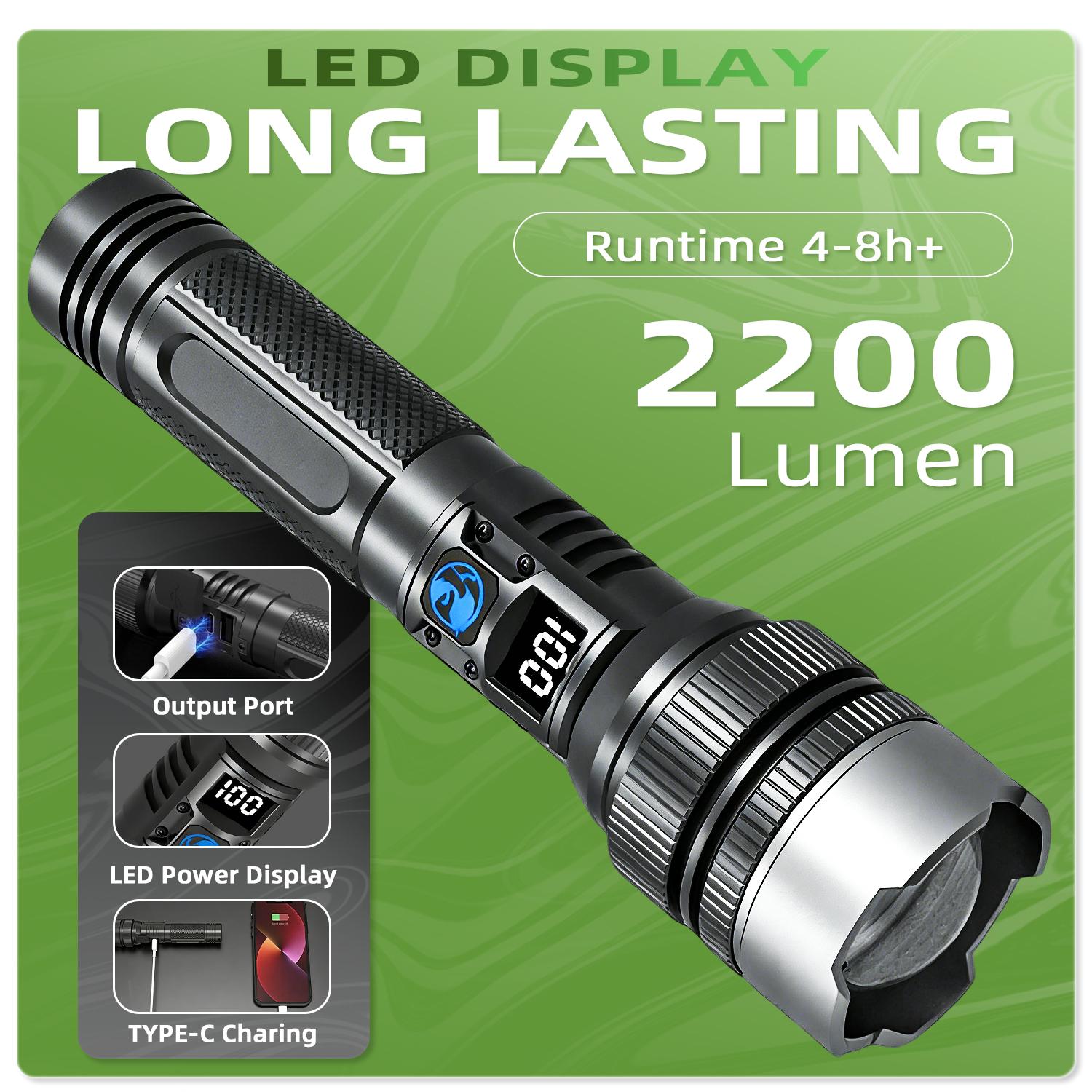 2-in-1 Strong Flashlight (Power Bank), Digital display ofpower, Rechargeable, Zoomable,, X4Waterproof,Adjustable Brightness Flash Light for Outdoor, Emergency,Camping Accessories, Black DealsForYouDays outdoorfun 2-in-1 Strong Flashlight (Power Bank), Digital display ofpower, Rechargeable, Zoomable,, X4Waterproof,Adjustable Brightness Flash Light for Outdoor, Emergency,Camping Accessories, Black DealsForYouDays outdoorfun