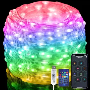 Fairy Lights 66FT/20M, [APP & Remote Control] 200 LEDs RGB  IC Multicolor String Lights Indoor, /Voice Sync Color Changing, IP65  String Lights for Bedroom, Party, DIY