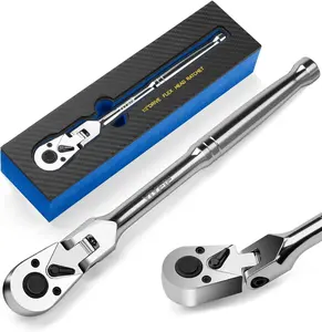 1/2" Drive Flex  Ratchet, 72- Quick-Release, CR-V Steel, Full Chrome, Swivel  Ratchet Wrench with EVA  Tray, for Auto Mechanic & DIYer | 12 Inch Long