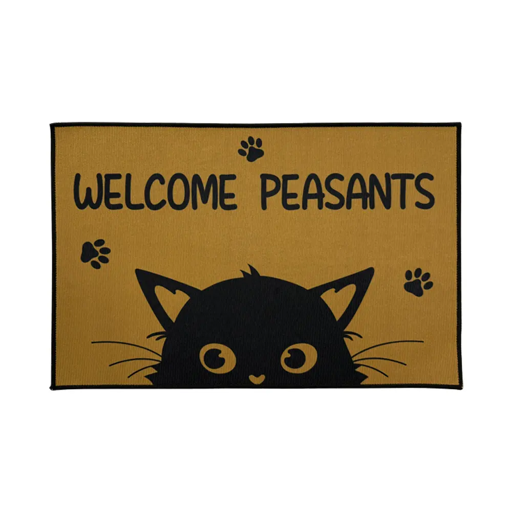 Adorable Black Cat Welcome Doormat | Soft Crystal Velvet Floor Decor