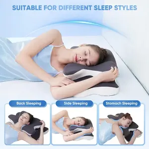 Double-sided curved neck pillow, unscented supportive memory foam, comes with a cooling pillowcase, partitioned design, and extra-large armrests, suitable for deep sleepers as well as side/stomach/back sleepers. #RecommendedValentinesDayGift