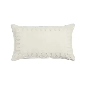Stella Faux Silk Velvet Embroidered Lumbar Pillow