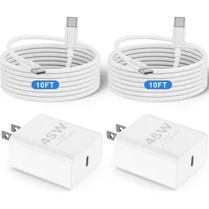 45W For iPhone 17 16 15 Charger and 10ft Type C to C Cable Cord Long, USB C Fast Wall Charging Block Plug Power Adapter Cube Brick for Apple iPhone 17 Pro Max/17 Air/16 Pro/16 Plus/15/15 Mini/iPad/Samsung