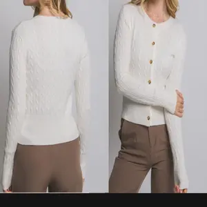 Daniela09 Sweater top Cable Knit Cardigan 52% Viscose 30% Polyester 18% Nylon Women's Soft & Stylish Sweater