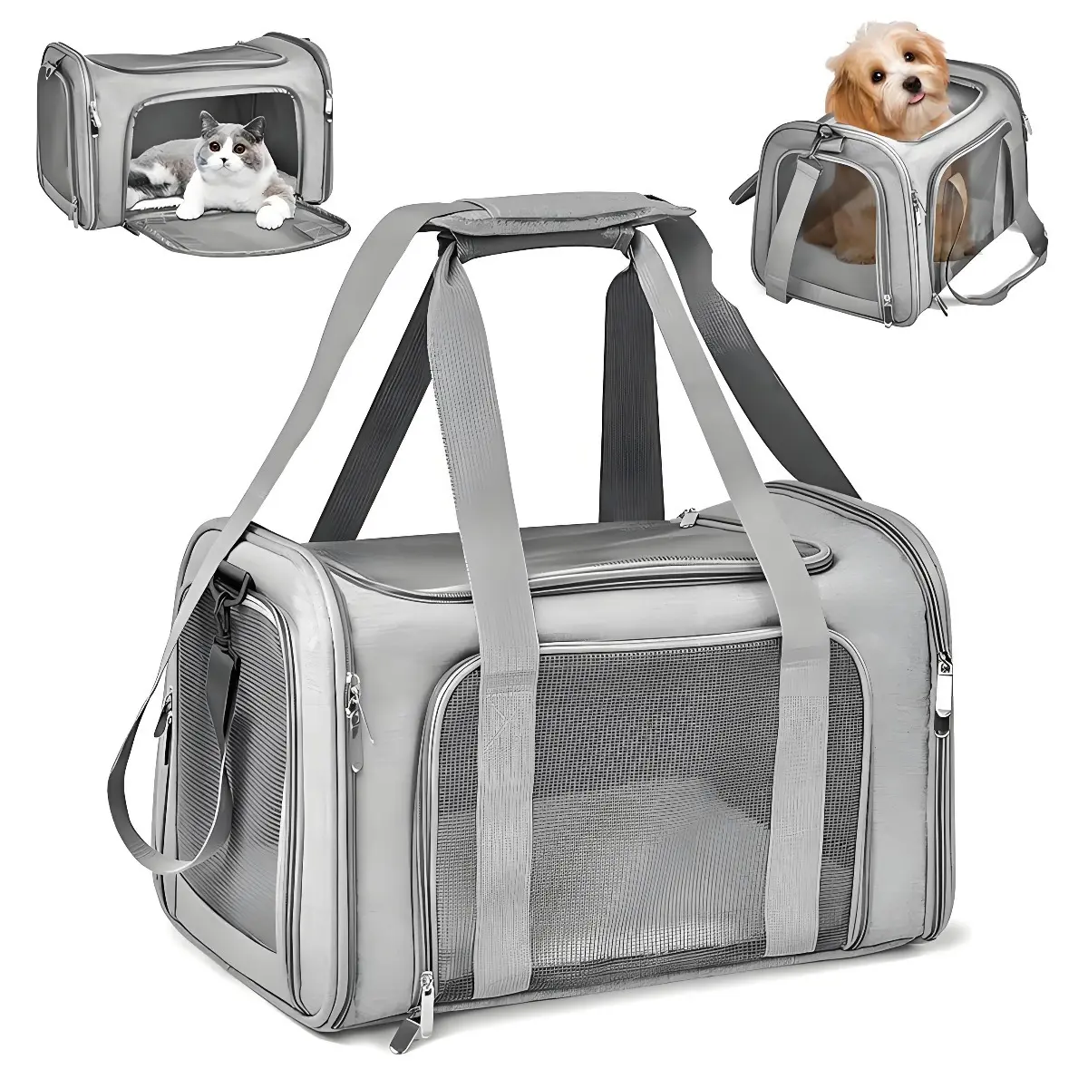 Portable Pet Carrier Breathable Mesh Cat Travel Bag Soft Sided Pet Backpack for Small Dogs Puppy Cats Airline Approved