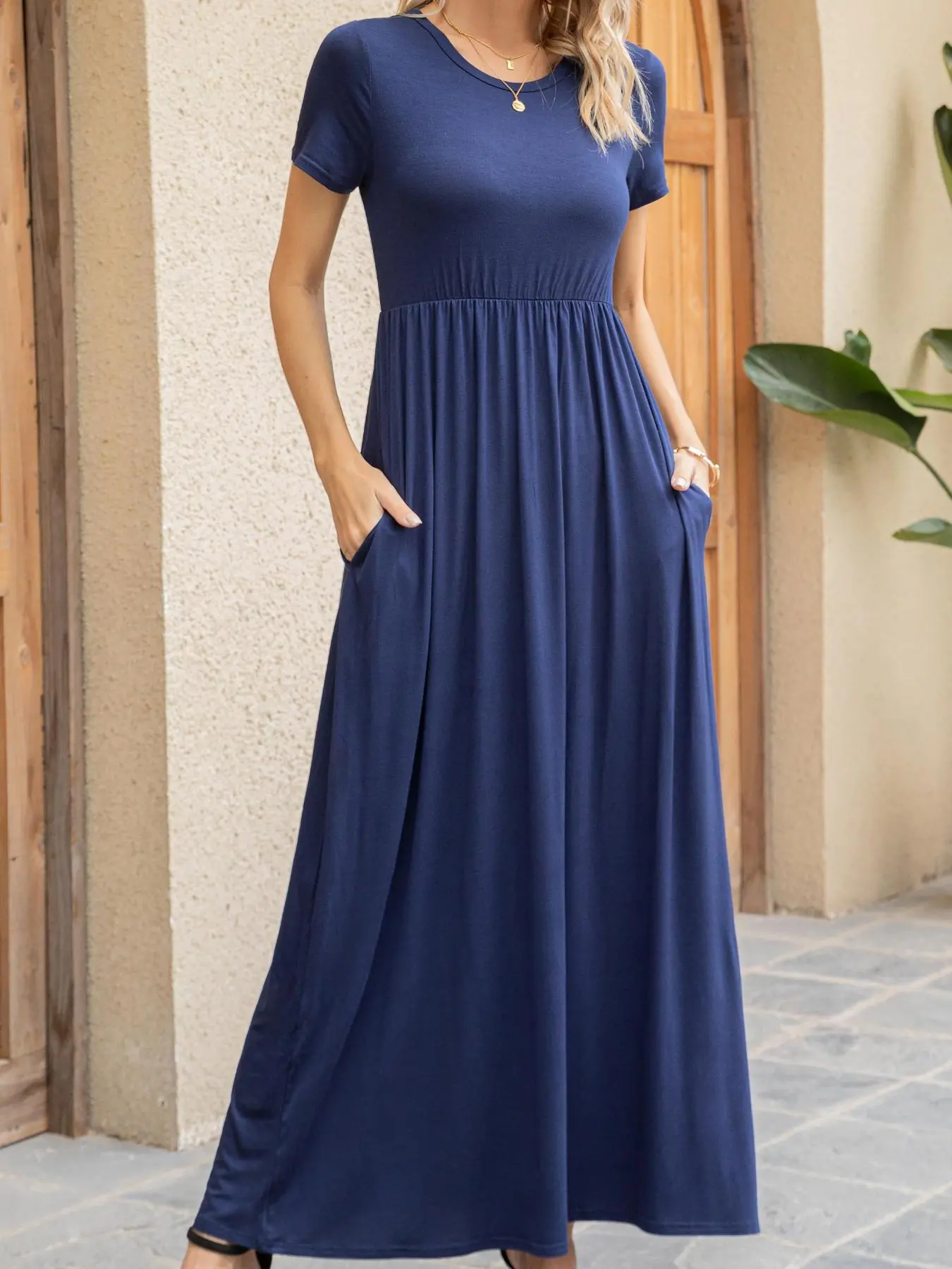 Women's Plain Pocket Round Neck A Line Dress, Casual Short Sleeve Long Dress, Ladies Summer Clothes for Daily Wear, Casual Dresses - TikTok Shop Women's Plain Pocket Round Neck A Line Dress, Casual Short Sleeve Long Dress, Ladies Summer Clothes for Daily Wear, Casual Dresses - TikTok Shop
