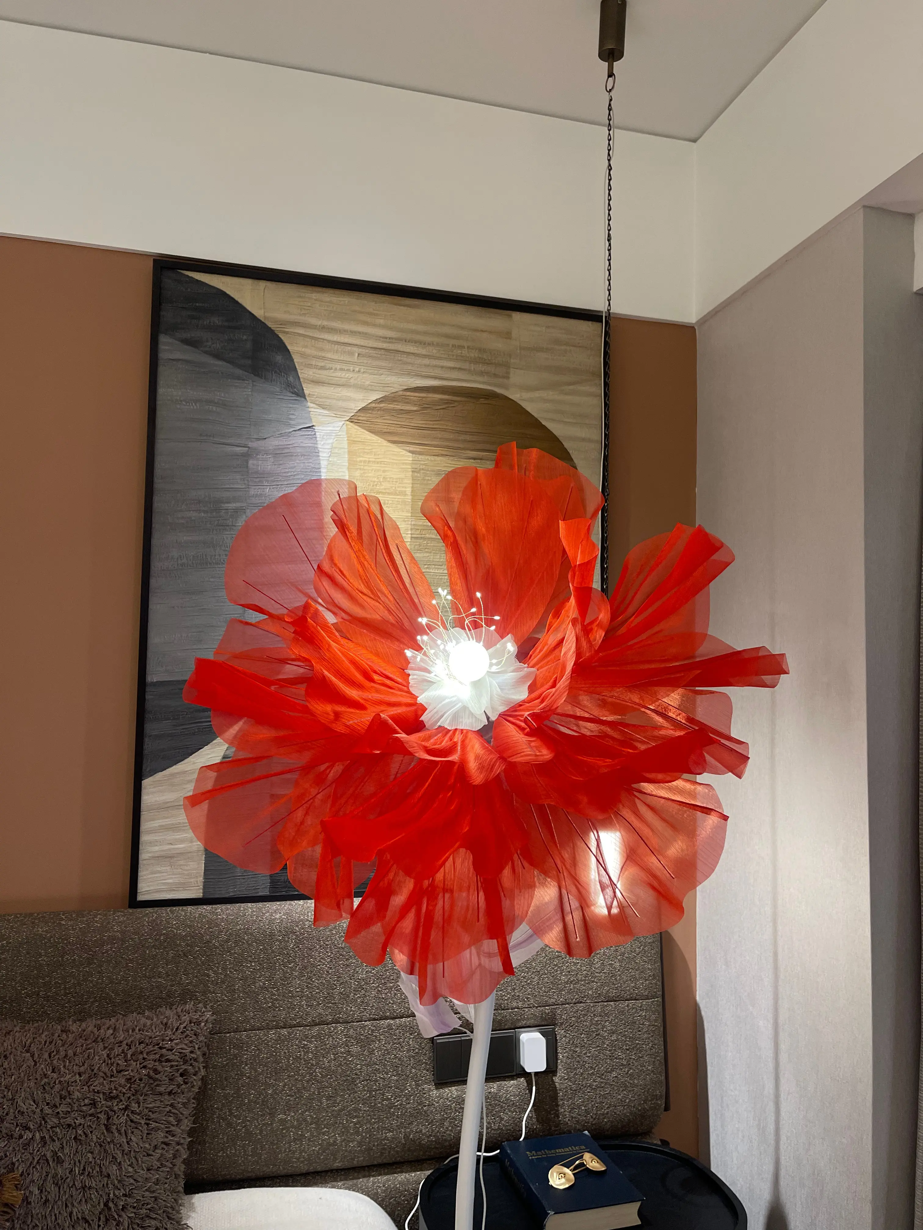 3D Large Hollow Simulation Peony Decorative Flower - Automatic Opening & Closing, Dancing Petals, Hanging Gauze, Silk Satin, with Stand, for Wedding Events, Outdoor Shopping Mall Window Display & Photography Props (Home Decor)