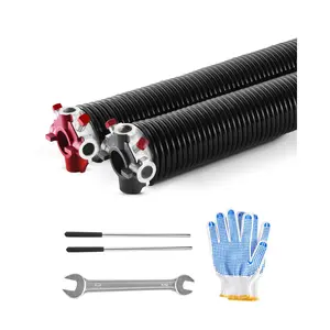 VEVOR Garage Door Torsion Springs, Pair of 0.234x 2x 31 in, 16000 Cycles, Electrophoresis Black Coated for Replacement, Garage Door Springs with Non-Slip Winding Bars, Gloves and Mounting Wrench