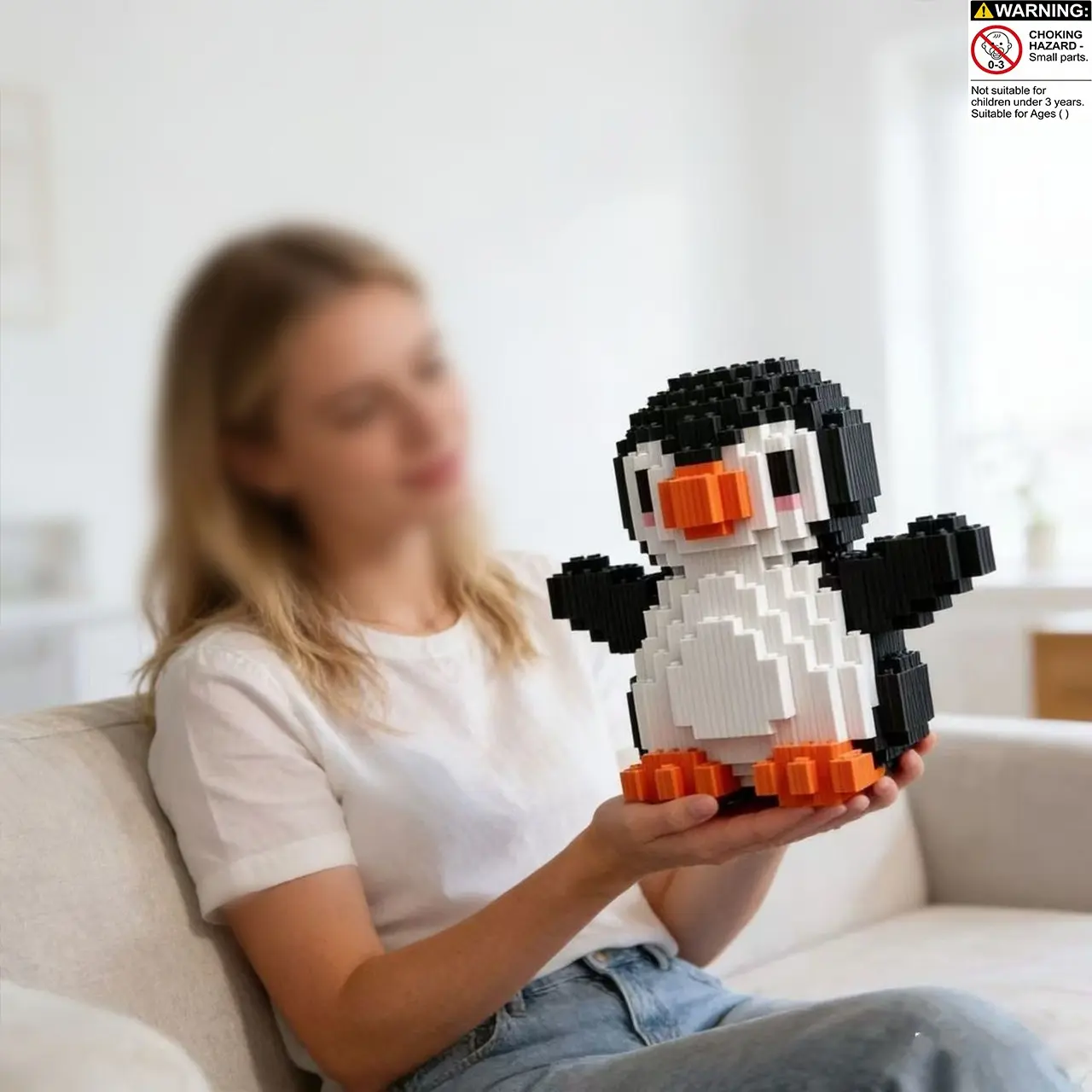 1000pcs Penguin Building Blocks Set DIY Decoration, Home Decor, Ideal Holiday Gift for Ages 6+, Abs Material, Christmas and Halloween Present, Creative Building Block, Building Block Sets