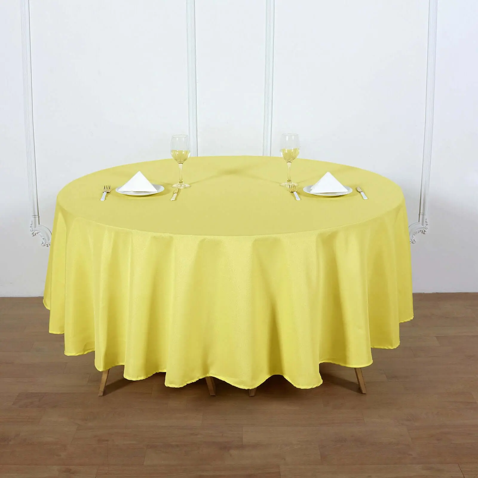 90" Polyester Round Tablecloth - Yellow Outdoor Patio Furniture Cover, Reusable, Durable, Washable for Birthday, Wedding, Casual, Graduation Events, Washable Table Cover
