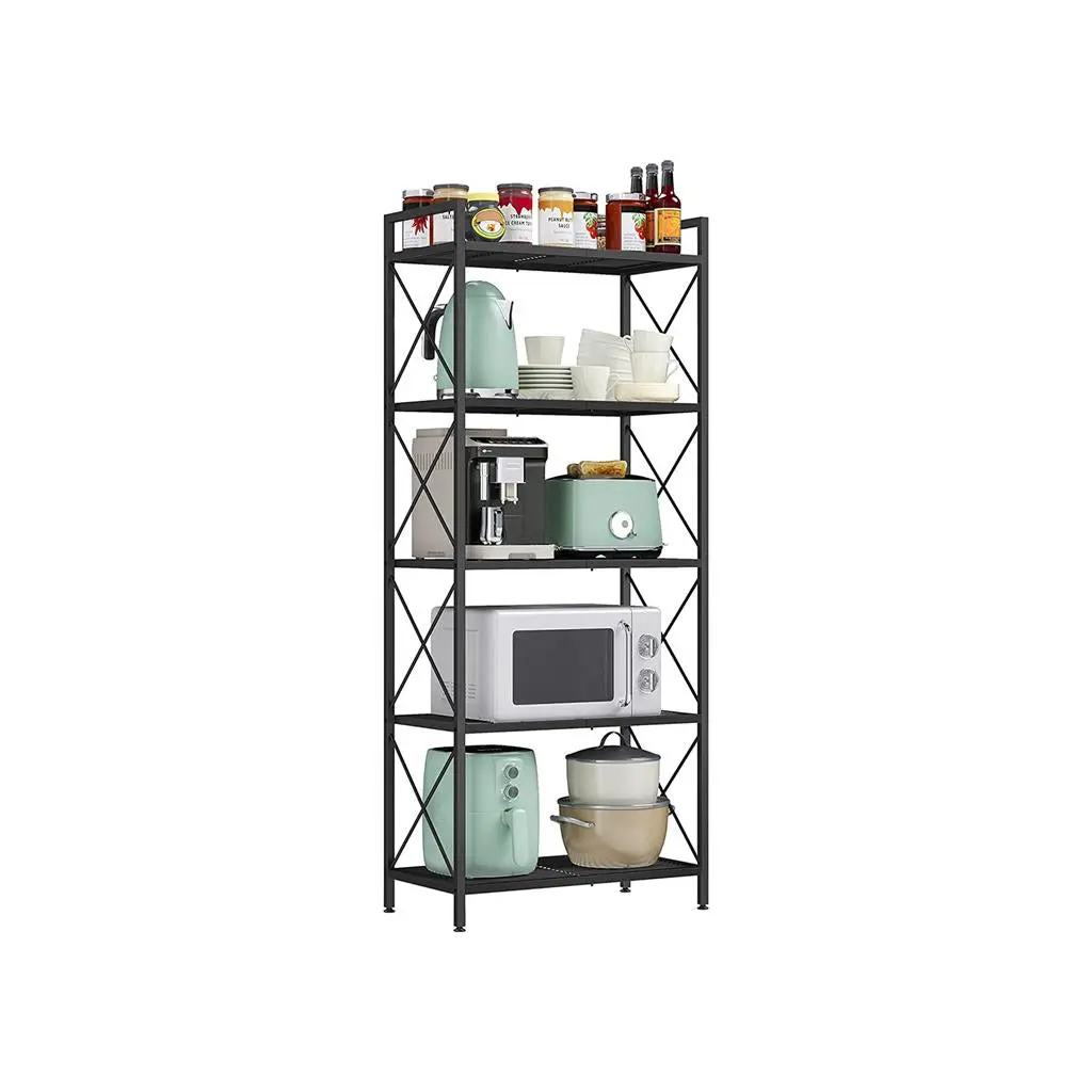 SONGMICS Metal Storage Shelf with X-Side Frames, Home Organiser, Adjustable Space-Saving Furniture for Bath Storage Solutions