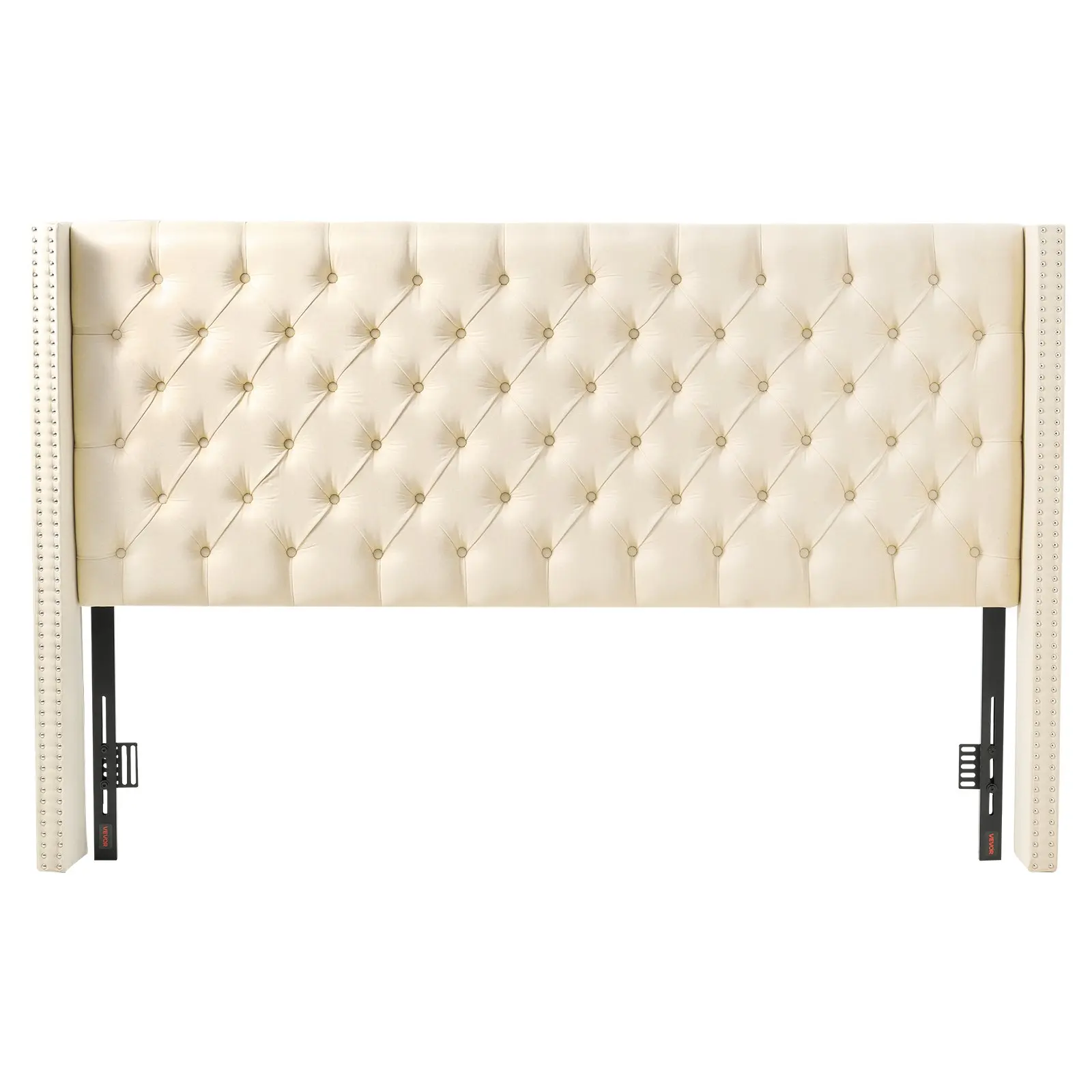【Summerfinds】VEVOR Sturdy King Size Headboard, Carbon Steel Frame, Long-Lasting Linen Fabric with Memory Foam, 54.33-60.24 in Adjustable Height, 84.1x8.27 in Dimensions, Diamond Tufted, Artistic Design, Assembly Required, Ideal for Bedroom, Cream