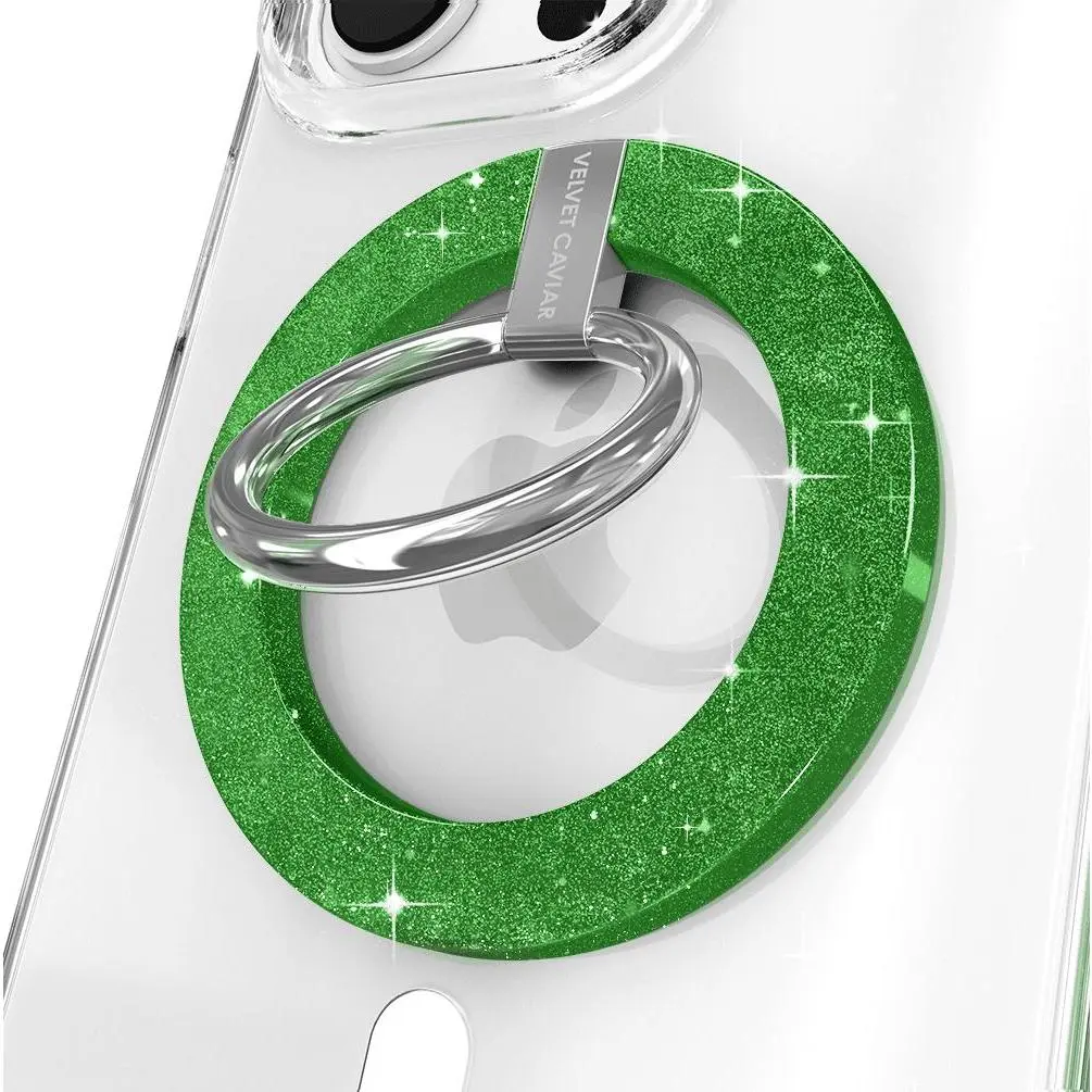 Velvet Caviar Lime Stardust Glitter MagSafe Grip Ring - Magnetic Smartphone Holder, Secure Wireless Phone Grip & Stand, Mobile Accessories for iPhone Mount