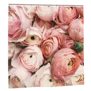 Pink Ranunculus Floral Shower Curtain