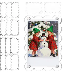 15 Pack 2.36 x 3.54 Inch Acrylic Fridge Magnetic Frame Scalloped, Double Sided Polaroid Frame, Refrigerator Magnet Picture Frame for Fujifilm Instax MiniGift.