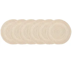 Round Placemats Set of 6, 15 Inch Braided Polyester Woven Table Placemats, Ideal for Dining Table, Perfect for Holiday Parties, Household Placemat