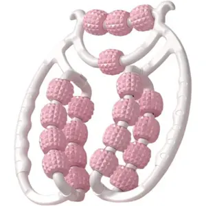 Legs Massager Roller 20-Wheel Deep Tissue Massage Roller for Leg Arm Tennis Elbow Muscle Pain Relief and Relaxation (Pink)