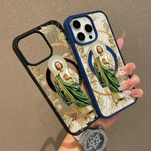 Jesus Pattern Premium Magnetic Phone Cases for iPhone 17 pro max  iPhone 16 15 14 Pro Max 13 12 11 Plus Smartphone Shockproof Protection Acrylic Cover Cellphone Protective magsafe magnetic case Resistance Casing Protector