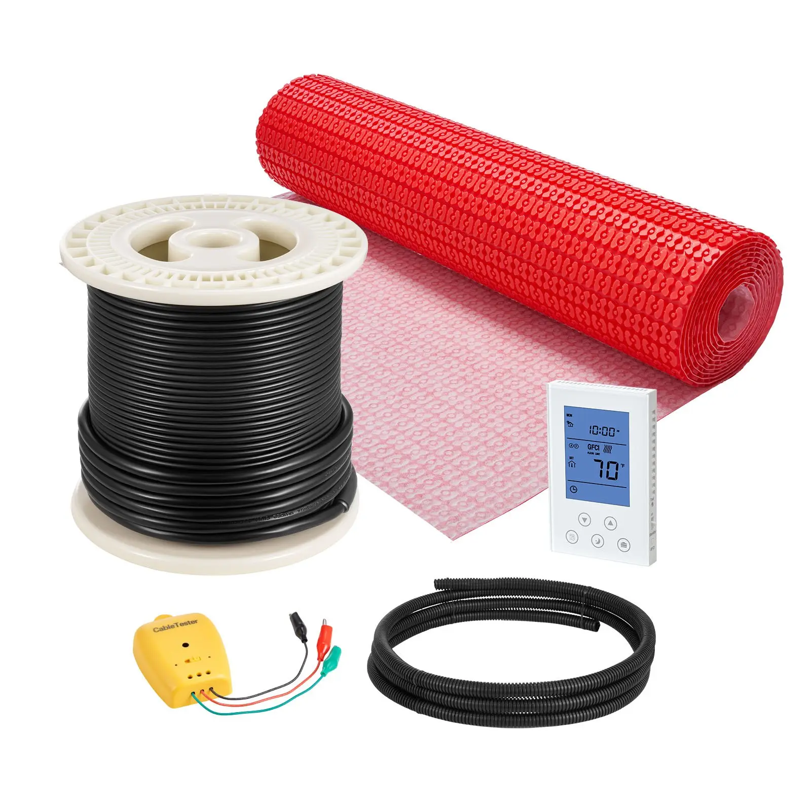 VEVOR 60 sqft Floor Heating Mat System, 120V Electric Radiant Heated Floor System, with Decoupling Membrane Smart Control Thermostat Alarm, Easy Installation for Tile, Stone, Vinyl
