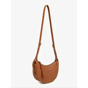 New Women's Lightweight Crescent Bag, Fashion Versatile Solid Color Dumpling Bag, European Retro Shoulder Crossbody Bag, Simple Handbag, Hobo Shoulder Bag