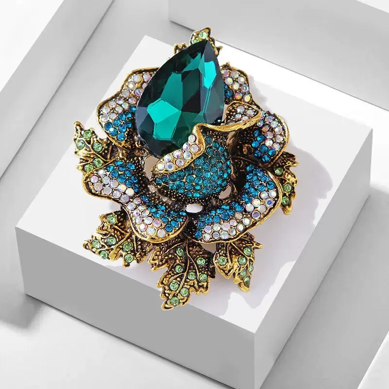 Emerald Rose Brooch