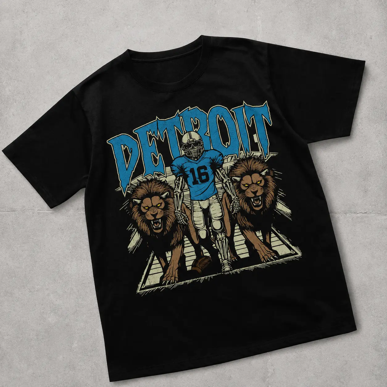 Detroit Football T-Shirt - Graphic Tees - Skeleton Shirt - Merch Tee - Gift Shirt