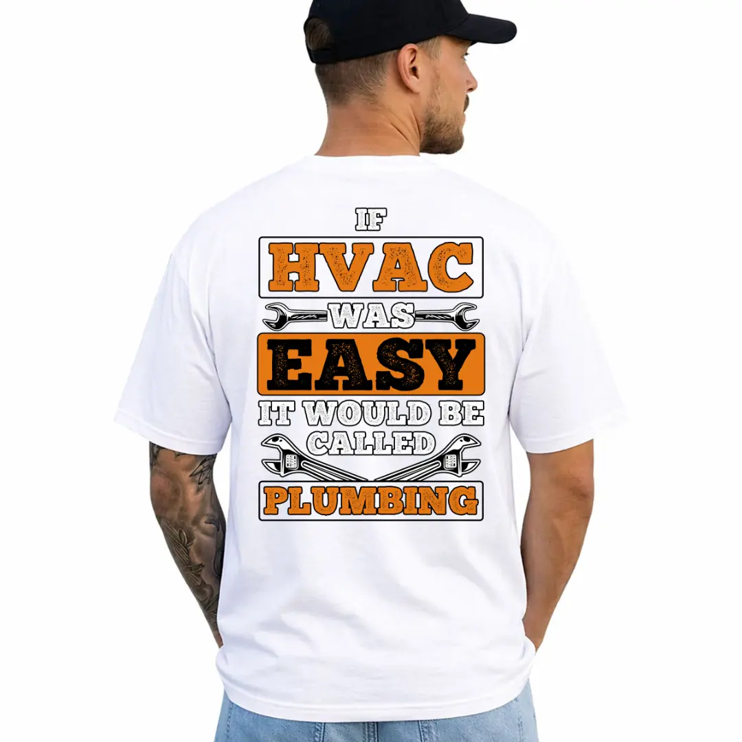 Funny HVAC Plumbing T-Shirt, Short Sleeve Printed Graphic Shirt, Daily Casual Cotton Menswear