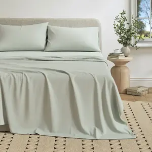Ultra-Soft Cotton Heathered Melange Jersey Knit Sheet Set - Great Bay Home (Twin, Green)