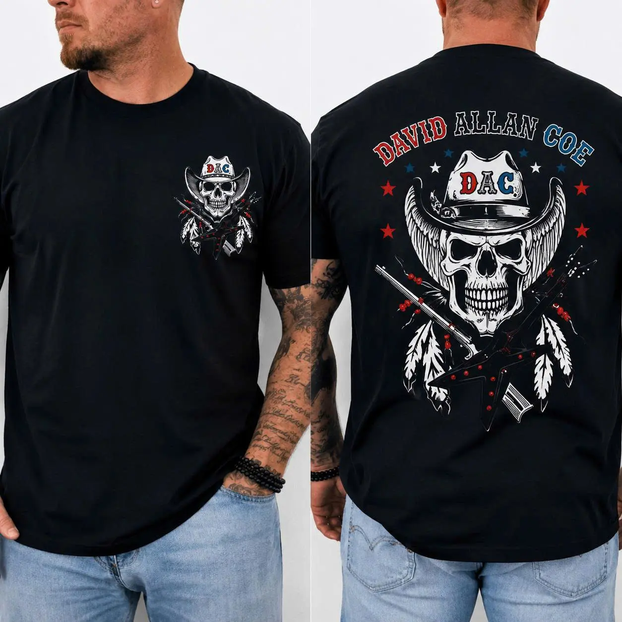 David Allan Coe T-shirt, Outlaw Country music tee, vintage-style "Redneck" long-hair design; suitable as a gift.