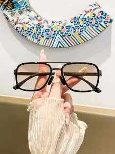 Women's Metal Square Frame Glasses, Vintage Style, Lazy College Wind, Trendy Melange Look, Fashion Eyewear