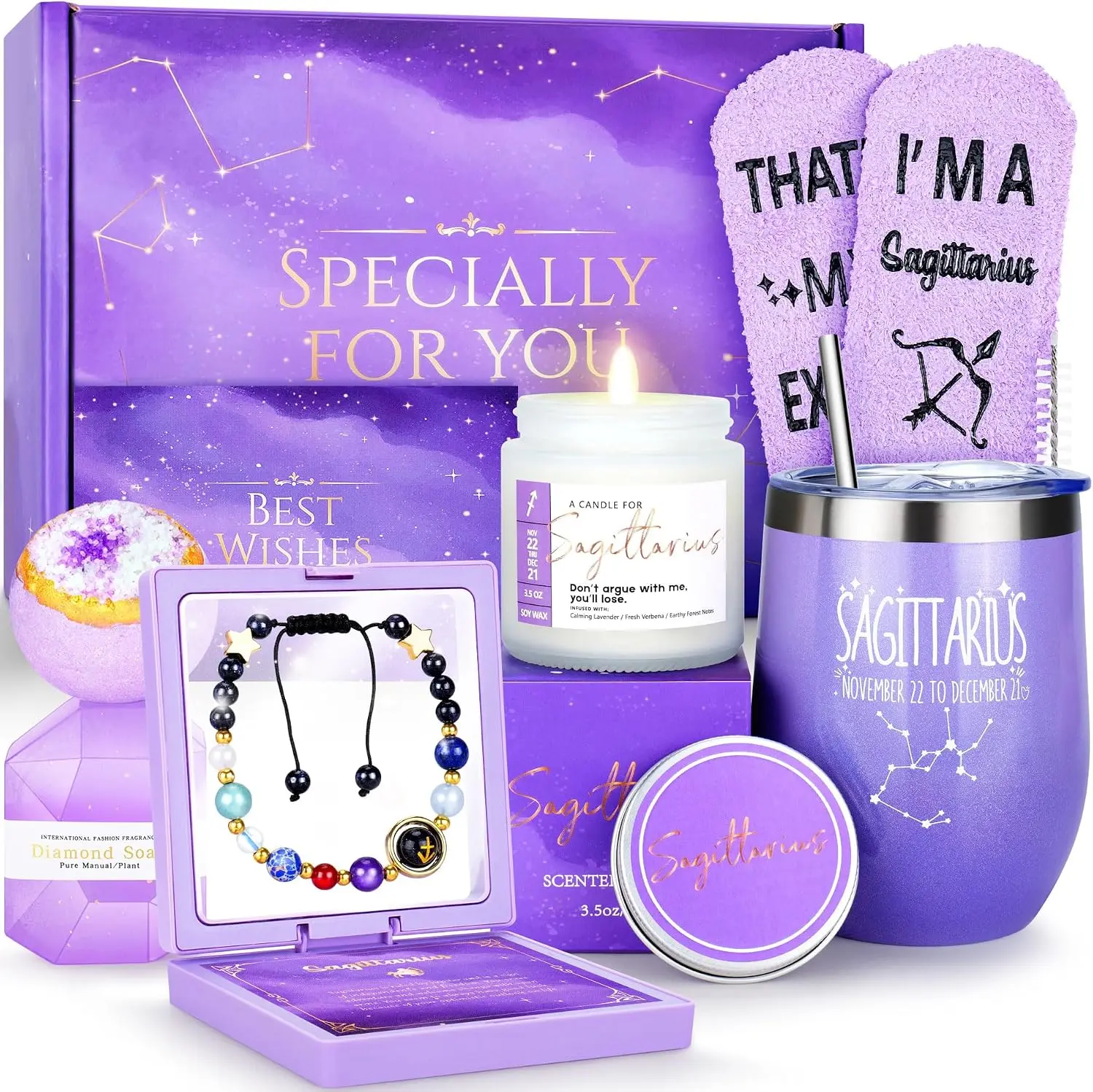 10PCS Birthday Gifts for Women - Sagittarius Gifts for Mom, Wife, Girlfriend, Sister - Self Care Package, Get Well Soon, Mothers Day