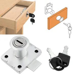 1set Drawer lock with key, used for bedside tables, wardrobes, office and household furniture locks