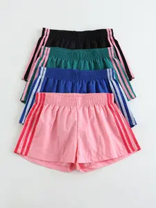 4 Pcs American Minimalist Women's Summer Solid Side Stripe Casual Sporty Shorts, Versatile Fit for Dates and Daily Commute, Ideal for Sports and Exercise