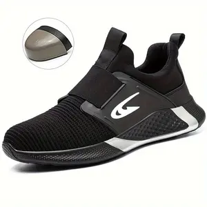 Shoes for Gentlemen Men'S Safety Work Boots, Steel Toe Protection, Slip-On Low Top Sneakers, All-Season Fabric Upper & Inner, EVA Sole, Round Toe, Casual Trendy Minimalist Style for Hiking, Running & Daily Wear