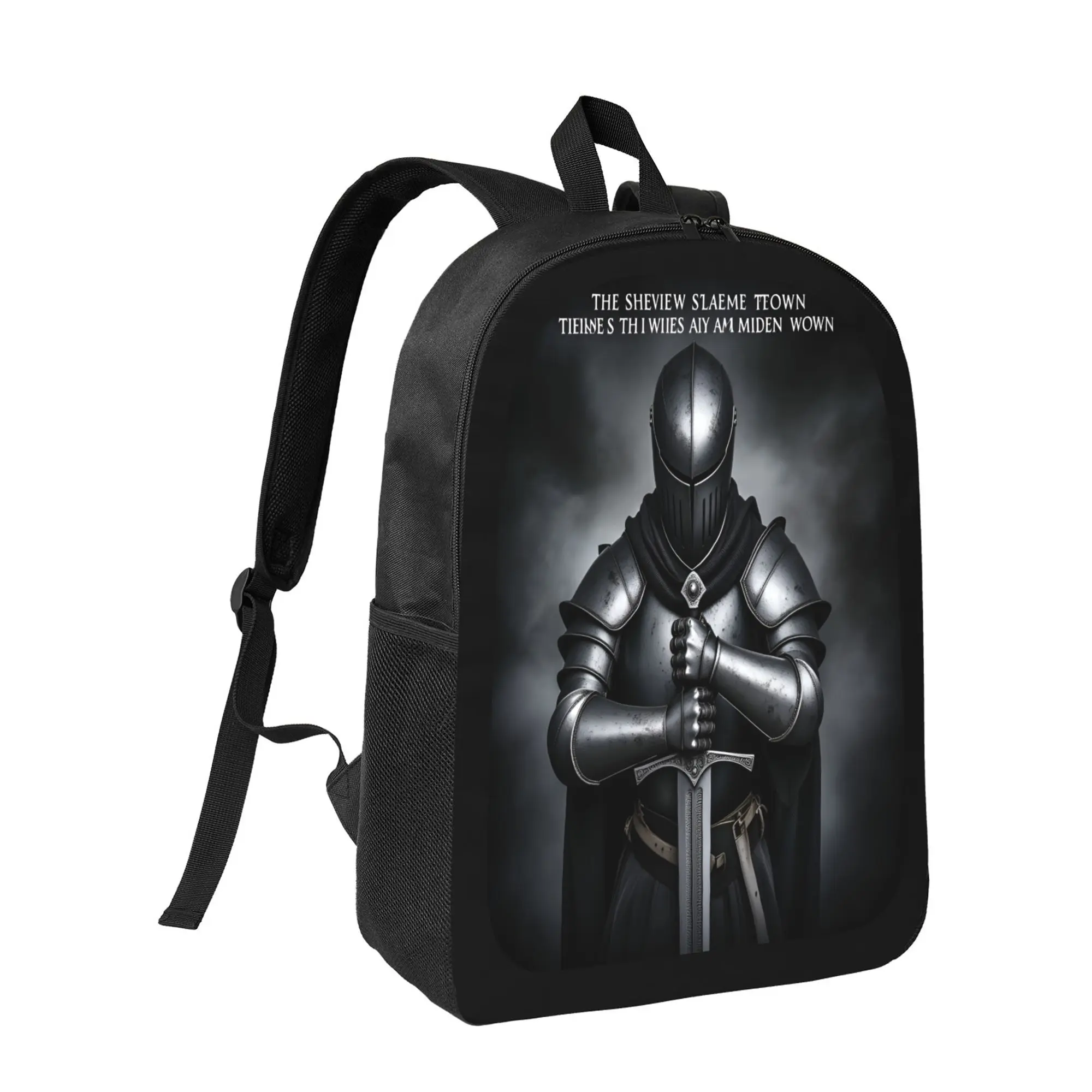 Epic Dark Knight Graphic Backpack - Cool Medieval Armor Warrior School Bag for Boys & Teens - Large Capacity Student Bookbag - Trendy Back to School Gift