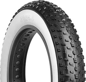 Hycline Fat Bike Replacement Tire/White: 20x4.0/26x4.0 Inch Puncture Resistant Folding MTB Bicycle Tires, All Terrain High-Density Bike Tires with Street or Trail Riding Cycling e bike bikes