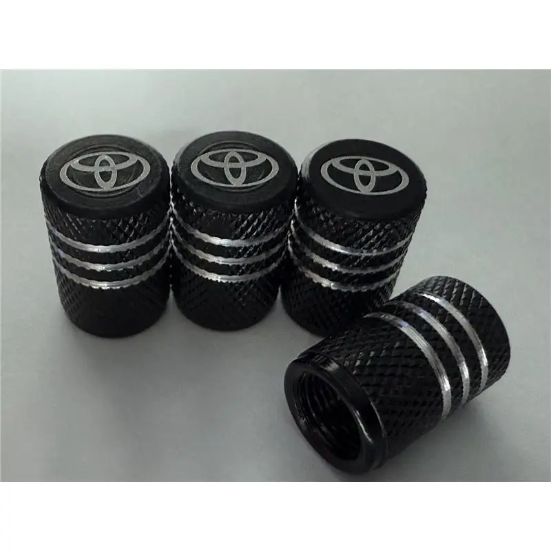 4x Toyota Tire Valve Stem Caps For Car Truck Universal Fitting Black Free Ship