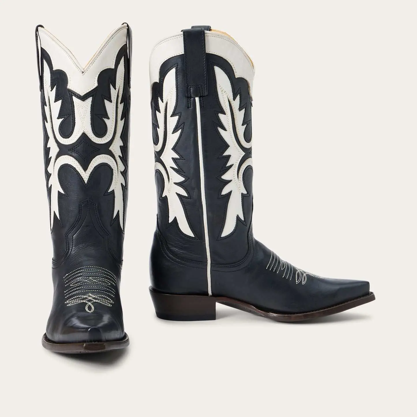 Women's Stetson Cheyenne Leather Boots Snip Toe Handcrafted Black