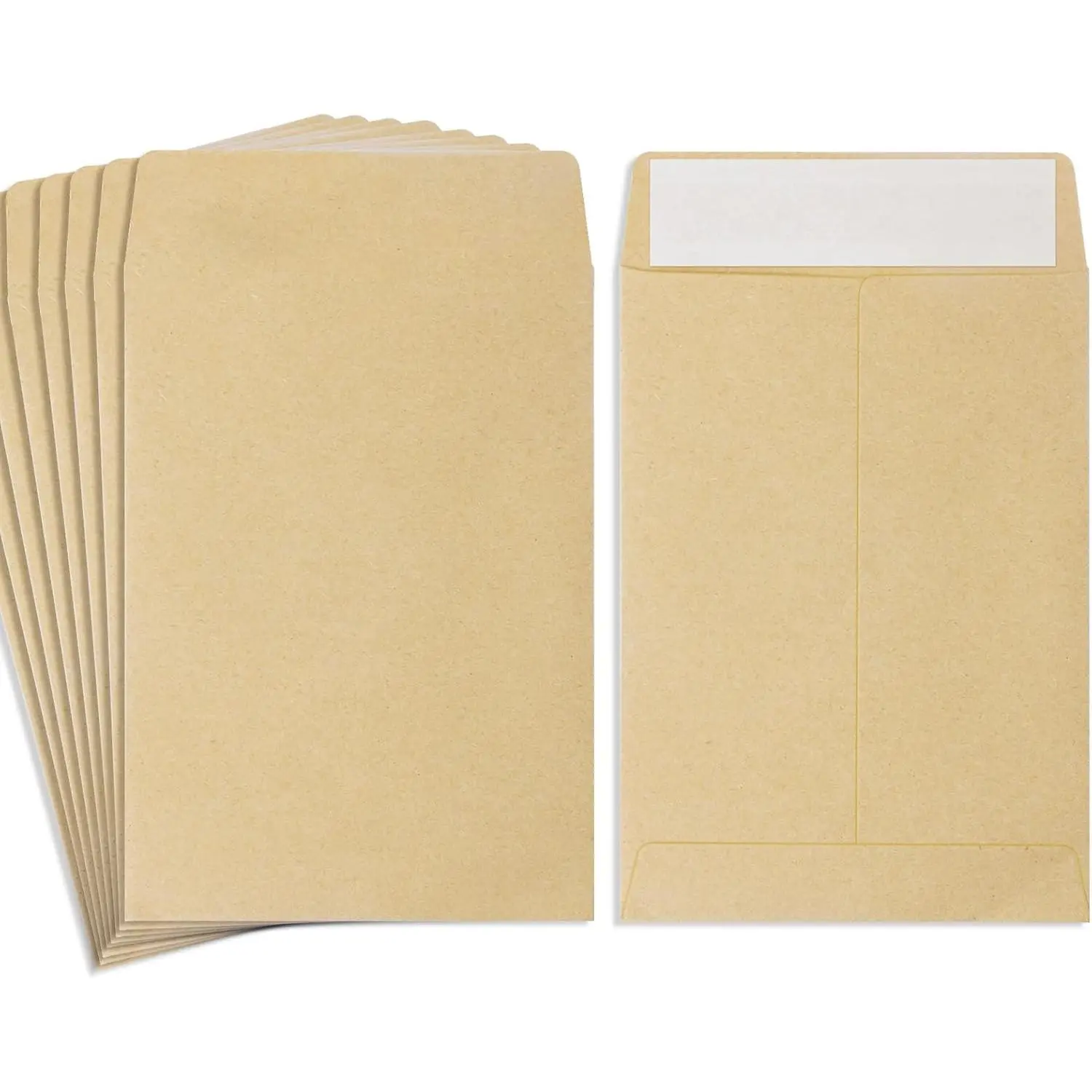 100 Pack  Envelope 3.23"x4.53",Brown  Small Envelopes,Fully sealed seed envelope, Small  Envelopes,Seed Envelopes, Mini Envelope for Office, , School