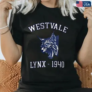 Casual College Style Men's T-Shirt Westvale Lynx 1940 Graphic Design For Everyday Wear And School Spirit Perfect Gift For Students And Alumni，100% Cotton Unisex T-Shirt S-5XL