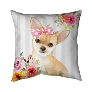 Begin Home Decor 5541-1616-CH5 16 x 16 in. Chihuahua Dog Pillow - Cute Bedroom Decor for Pet Lovers