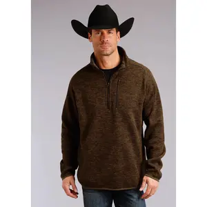Men's Stetson Brown Quarter Zip Western Sweater
