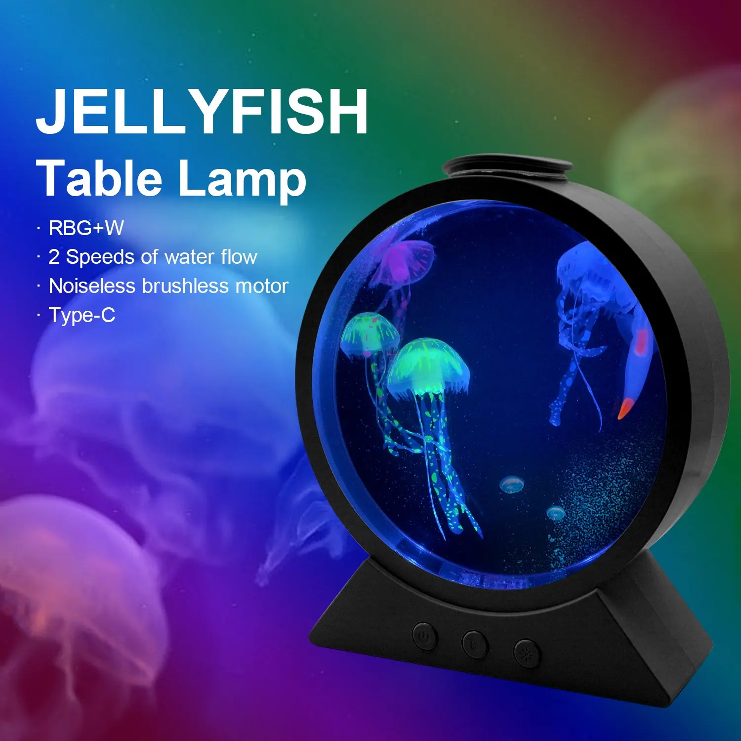 USB Plug-And-Play Jellyfish Lamp, LED Color-Changing Aquarium Light, Led Home Decor, Ambient Vibe Lights, Speed Control, 8 Modes, Home Office Ambiance, Unique Gift Idea
