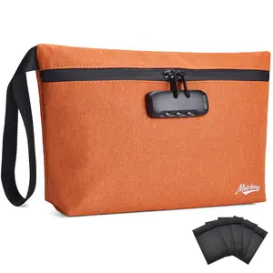 MAICHENG Smell Proof Bag with Combination Lock 12.6"x7.5" Large Storage Container Medicine Lock Bag Travel Cosmetic Certificates Organizer Great Gift for Men and Women