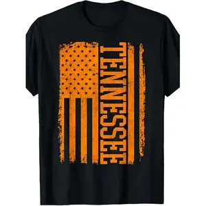 Men's 100% Cotton 180G Oversized Graphic Round Neck Short-Sleeve Streetwear Retro Varsity TN Orange Print Tennessee Unisex T-Shirt, 2026 New Style, Holiday Gift for Casual Outings