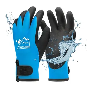 100% Waterproof Gloves for Men and Women, Winter Work Gloves for Cold Weather, Touchsreen, Thermal Insulated Freezer Gloves, With Grip, Blue, Large