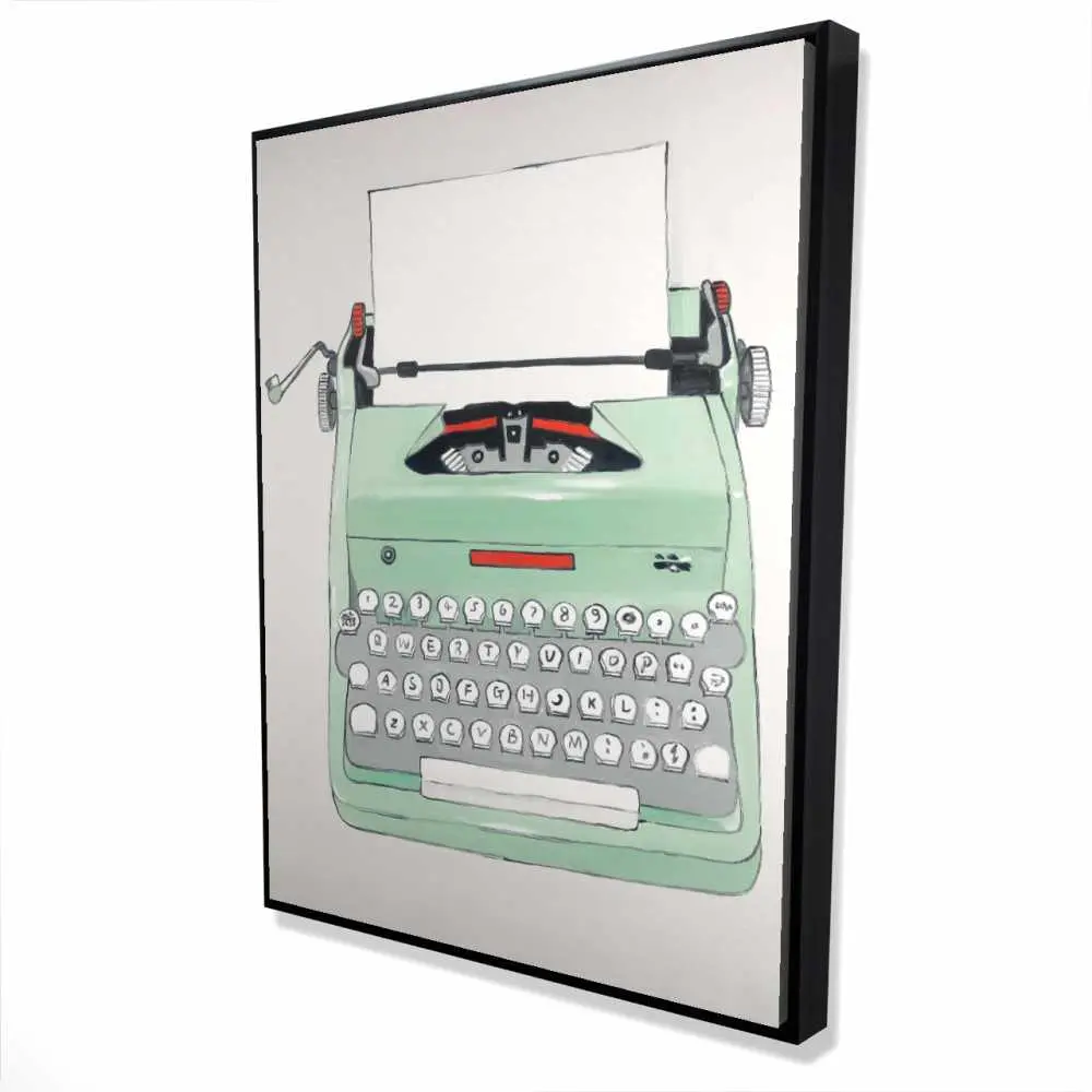 Begin Home Decor 2081-4836-MI72-1 36 x 48 in. Mint Typewriter - Neo Mint Framed Canvas for Home Decor