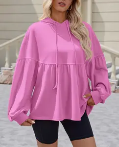 Fisoew Womens Oversized Hoodies Sweatshirts Casual Lantern Long Sleeve Drawstring Peplum Hem Loose Hooded Pullover Tops Chic FallFreshness #TikTokShopHolidayHaul #Springtok #TikTokShopJumpstartSale Piece bistro hoodie ditch masked hoodie graphic hoodies